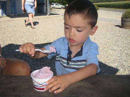 Damian and his hair at Collins Creamery, Enfield