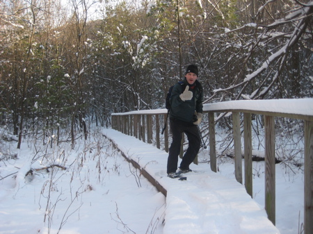 Towns like Avon can afford such handsome woodland bridges, in Hazen Park