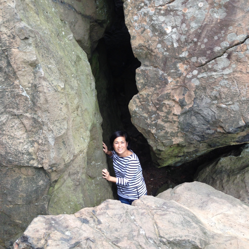 God, my wife is so cute. Even in a fake cave.