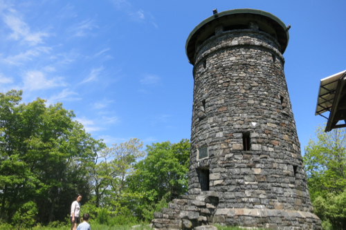 The 34 foot high stone tower at the summit of Haystack Mountain (1716 feet above sea level) allows visitors to see the Berkshires, and peaks in Massachusetts, New York, and the Green Mountains of Vermont.