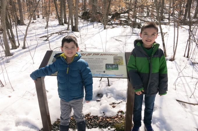 The boys at the Dinosaur State Park Challenge Point