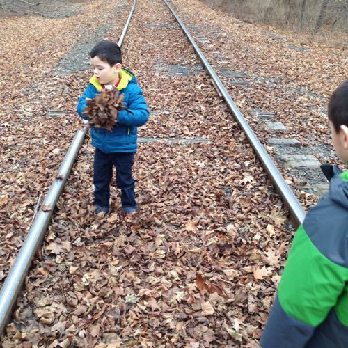 "I'm cleanin' the tracks so the train doesn't crash!" 