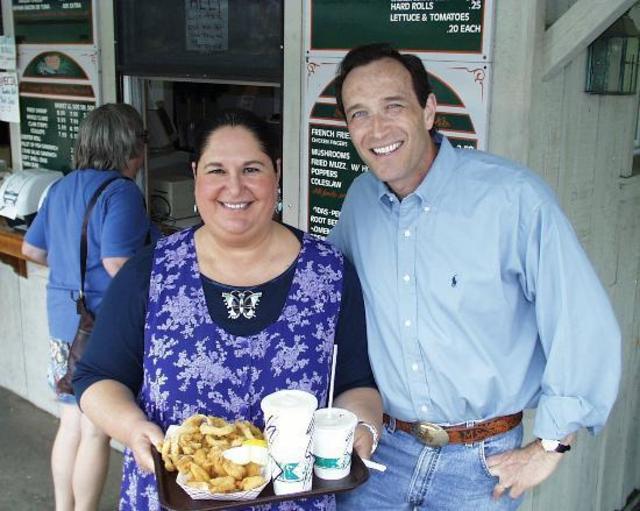 The Sterns, about to enjoy some "roadfood."