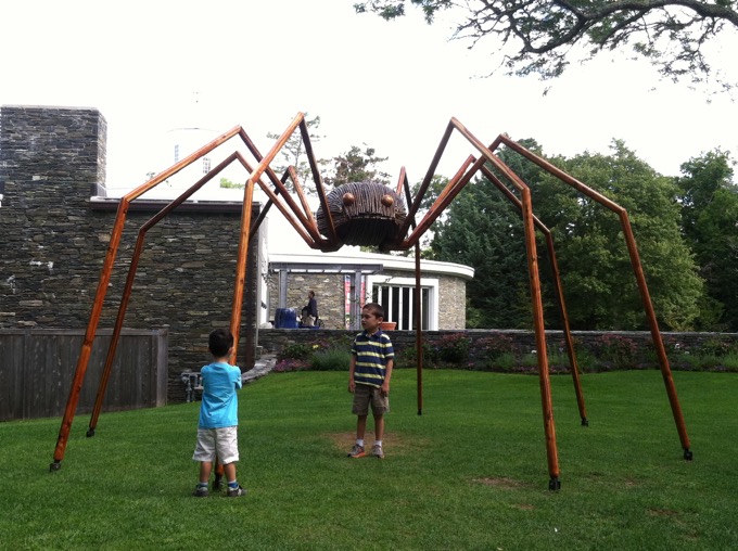 Checking out David Rogers' "Big Bugs" exhibit at the Heritage Museums and Gardens in Sandwich.