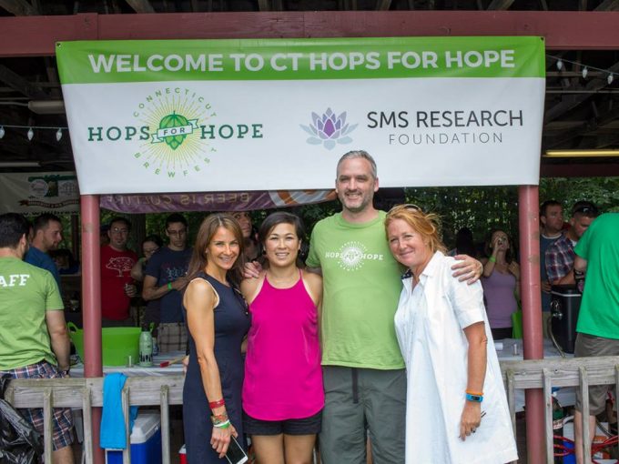 Me with three SMS moms at CT Hops for Hope, 2015