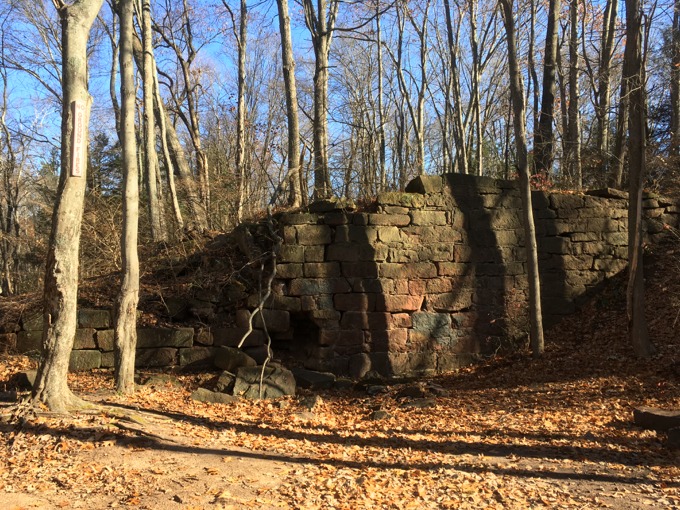 A wall near the "falls"